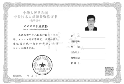 湖南专业技术人员职业资格电子证书样式
